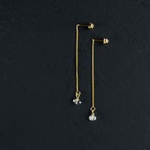 16kgp Herkimer Diamond Chain Pierced Earrings Gift Box