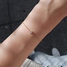 純銀鍍金單鑽手鍊