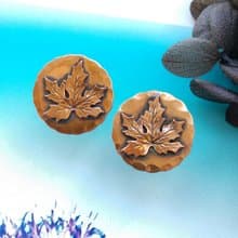 Vintage Jewelry 西洋古董飾品 Copper 手工 楓葉 栓式耳環
