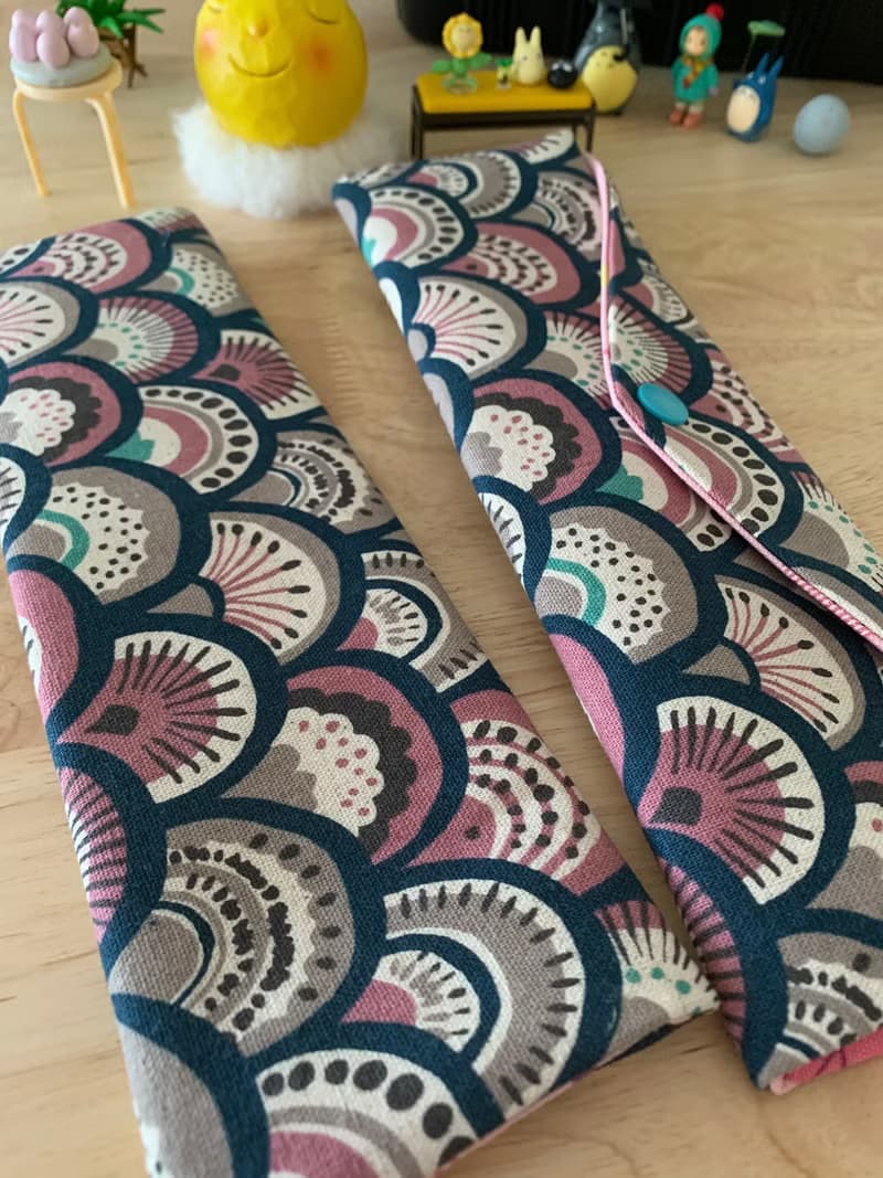 文青風環保純棉筷袋 孔雀開屏  質感原胚 海波彩虹 日本 潮物 收