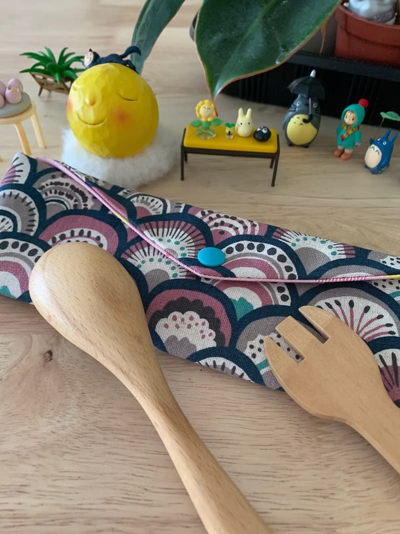 文青風環保純棉筷袋 孔雀開屏  質感原胚 海波彩虹 日本 潮物 收