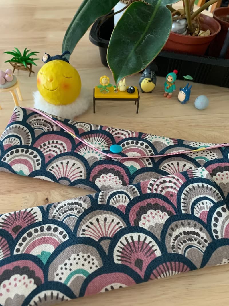 文青風環保純棉筷袋 孔雀開屏  質感原胚 海波彩虹 日本 潮物 收