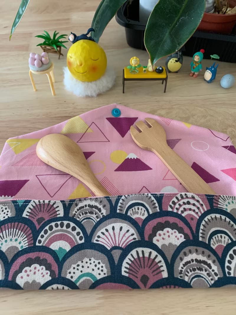 文青風環保純棉筷袋 孔雀開屏  質感原胚 海波彩虹 日本 潮物 收