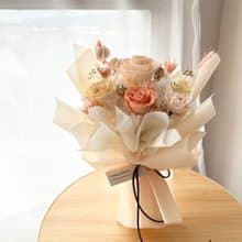 蜜桃橘玫瑰花束 永生花束 情人節花束