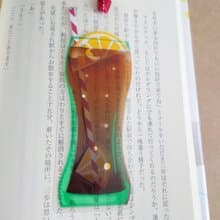 両面イラスト・ 読書のお供に・透けるラミネートしおり//レモンコーラ
