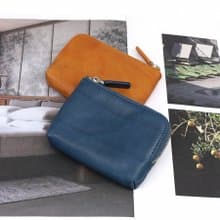 超質感 真皮 手工拉鏈零錢包