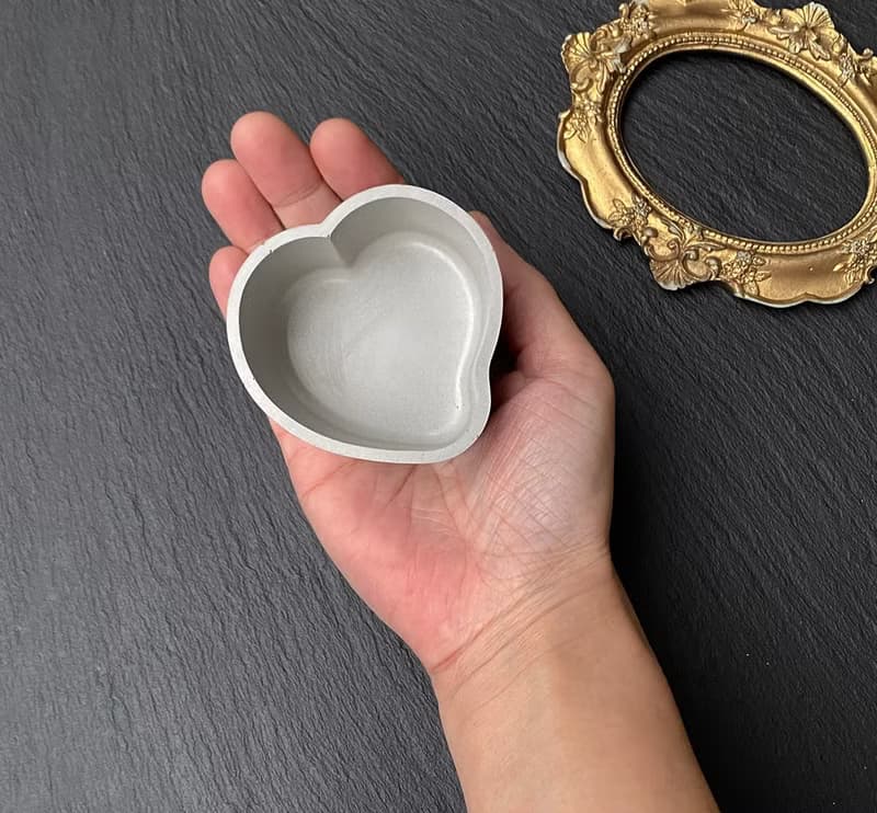 簡約手作灰色愛心水泥飾品盒 收納盒 收納飾品 生日 情人節禮物