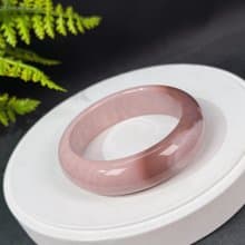 阿拉善瑪瑙手鐲 57MM 高瓷玉化漸變粉天眼戈壁彩玉手環 友善希望