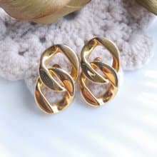 Vintage Jewelry 西洋古董飾品 金色調 復古簡約 針式耳環