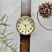 江戶文字手錶L淺茶色