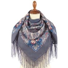 Authentic Pavlovo Posad Russian Shawl Scarf Soft 100% Wool 89x89 cm 1946-1