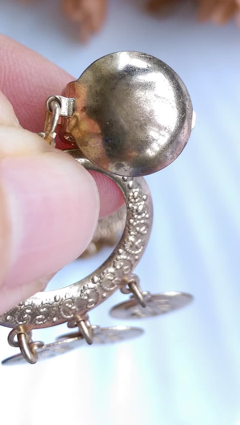 Vintage Jewelry 西洋古董飾品 錢幣符號 搖曳 垂墜 夾式耳環