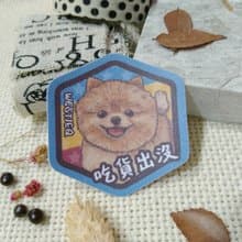 紅博美-吃貨出沒-防水車貼-防水貼紙-安全帽貼紙