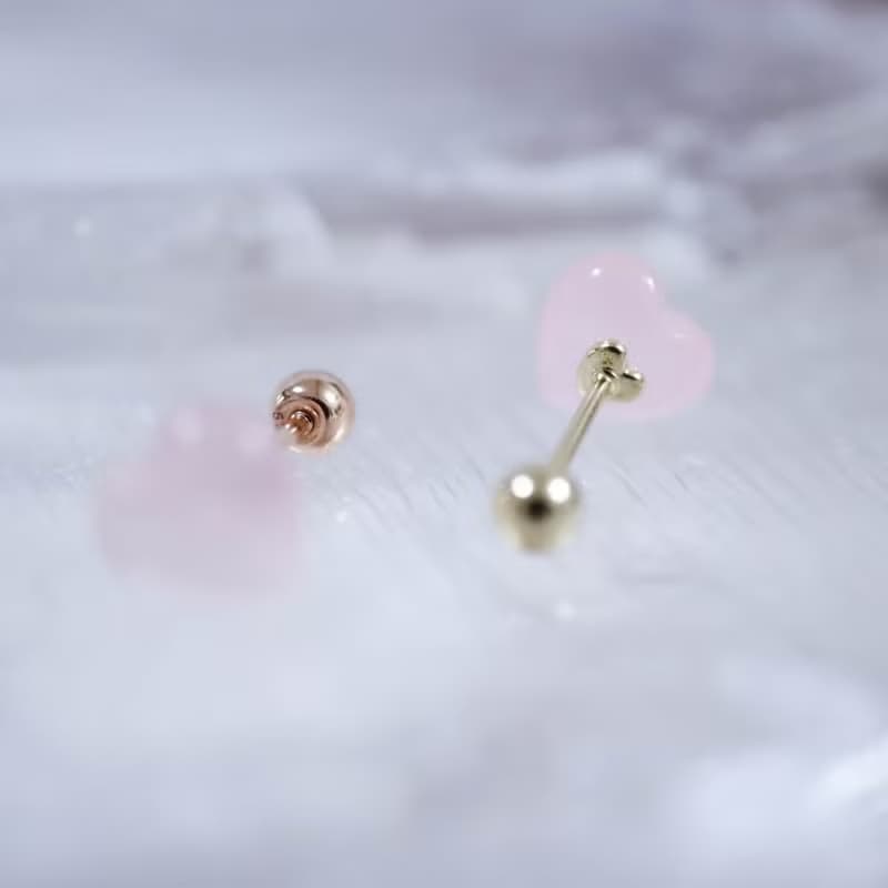 轉珠 粉晶鎖珠 粉水晶 14K 黃K金　玫瑰金 鎖珠耳環 純K金耳環