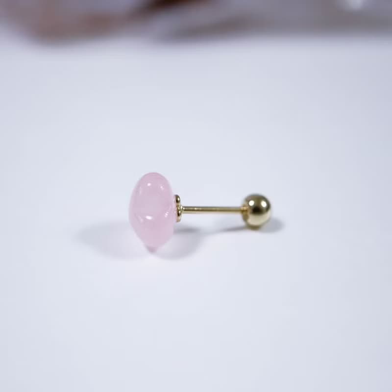 轉珠 粉晶鎖珠 粉水晶 14K 黃K金　玫瑰金 鎖珠耳環 純K金耳環