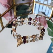 活在當下-紅石榴紫牙烏/茶晶/黑金超七/水晶手鍊/開運水晶