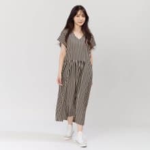 Phoebe口袋V領直條洋裝