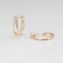 14K 雙環鑽小耳扣(單個) (內徑 6 mm)