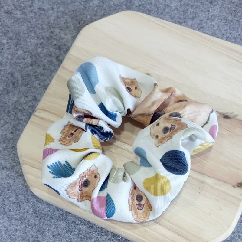 黃底點點-大腸髮圈_奶油臘腸_馬尾髮帶