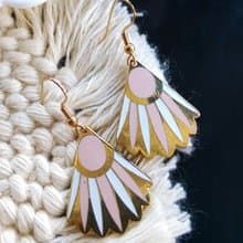 Vintage Jewelry 西洋古董飾品 景泰藍 粉嫩裙襬 耳勾 針式耳環