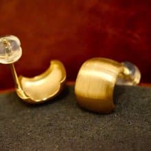 【WhiteKuo】18k義大利進口拉絲工藝豌豆耳飾