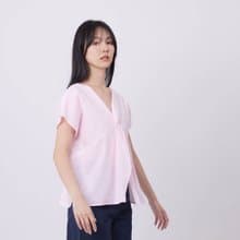 雙面穿小蓋袖背交叉上衣/粉格 Double