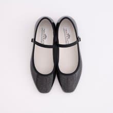 MARTA GLITTER (BLACK) PVC SQUARE TOE FLATS / RAIN SHOES スクエアトゥ パンプス