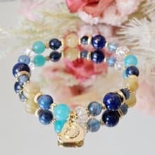 藍光點點 -魔鬼海藍寶/青金石/鈦晶/天河石/藍晶石/水晶手鍊