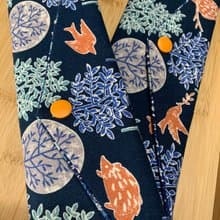 文青風環保純棉筷袋 ~ 竹林深處 沈穩藍 潮物 收納 手作餐具袋 禮