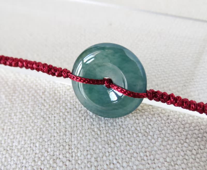 本命年【歲歲平安】冰藍水雪花棉翡翠絲光編織手鍊SW56招財開運