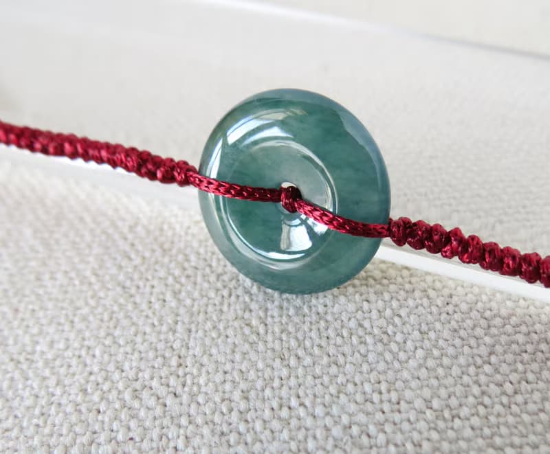 本命年【歲歲平安】冰藍水雪花棉翡翠絲光編織手鍊SW56招財開運