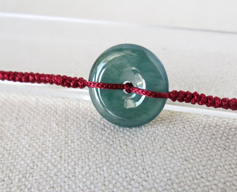 本命年【歲歲平安】冰藍水雪花棉翡翠絲光編織手鍊SW56招財開運