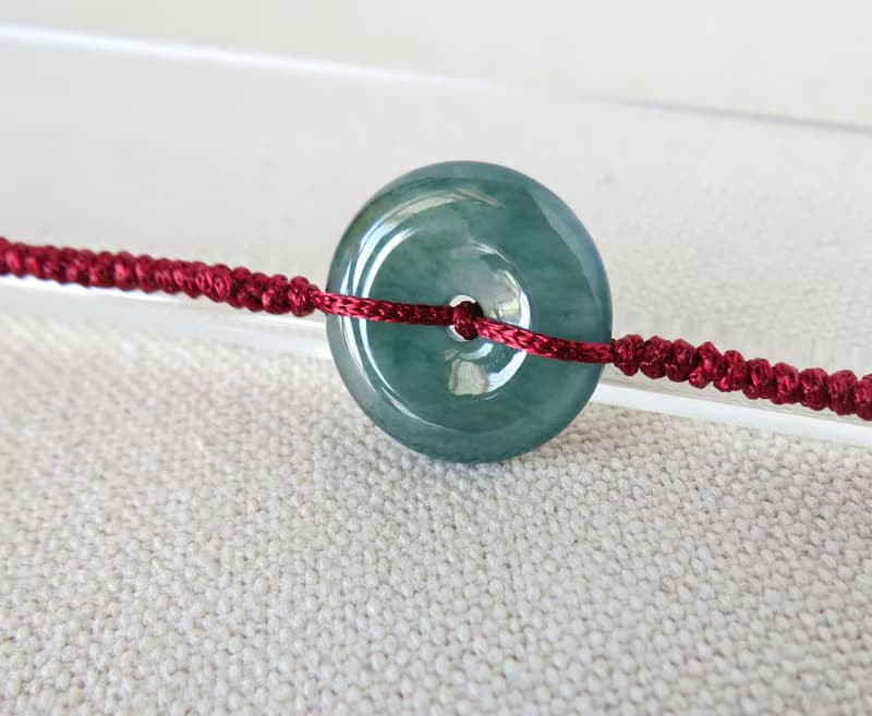 本命年【歲歲平安】冰藍水雪花棉翡翠絲光編織手鍊SW56招財開運