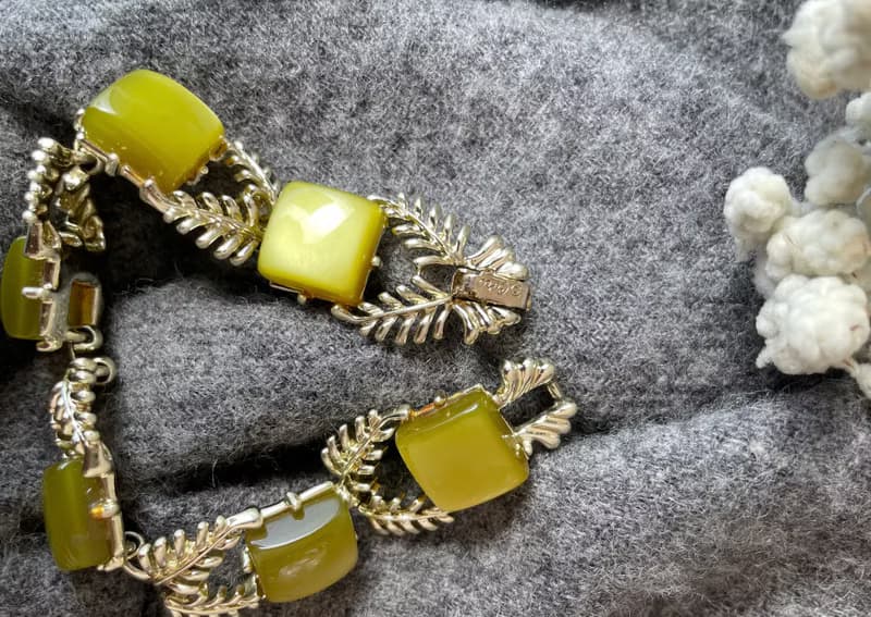 金色光暈方塊陸賽特檸檬黃葉片手鍊 CORO BR36