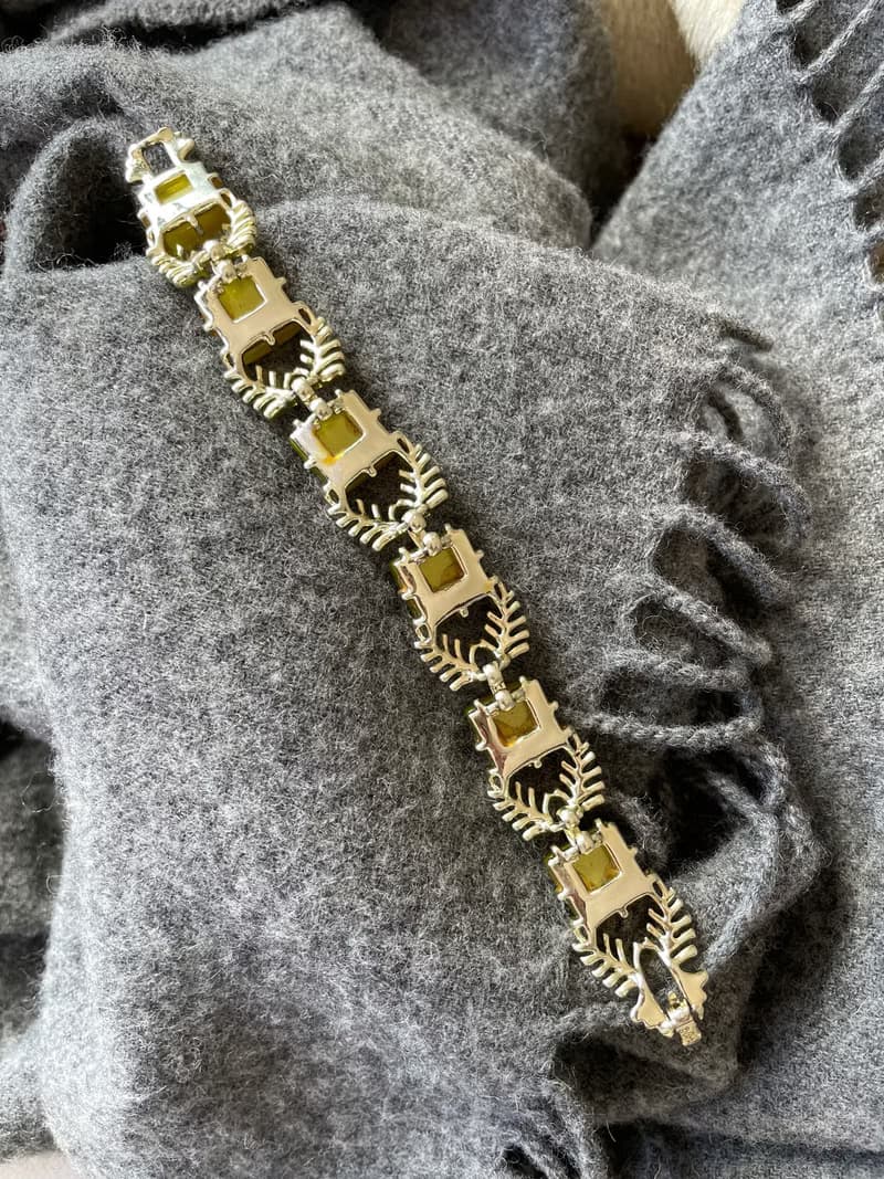 金色光暈方塊陸賽特檸檬黃葉片手鍊 CORO BR36