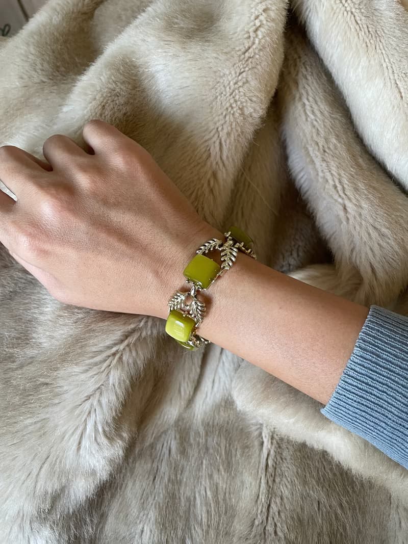 金色光暈方塊陸賽特檸檬黃葉片手鍊 CORO BR36