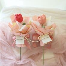 F33針織鬱金香提袋花束 / 針織聖誕老公公提袋花束 編織花束