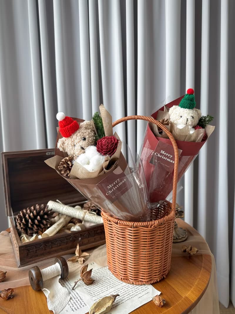 聖誕熊 甜筒小花束 紅包裝/咖啡包裝