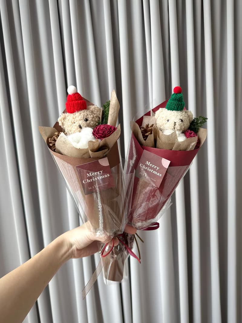 聖誕熊 甜筒小花束 紅包裝/咖啡包裝