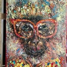 Colourful monkey in glasses