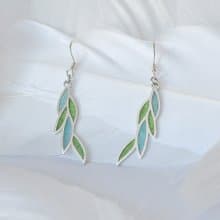 柳色新 / 925純銀空窗琺瑯耳飾-給她的禮物