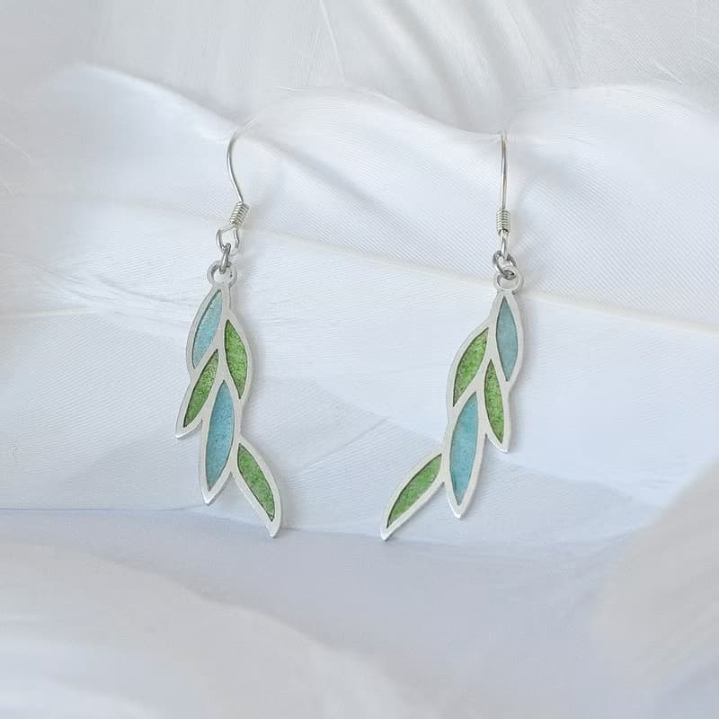 柳色新 / 925純銀空窗琺瑯耳飾-給她的禮物