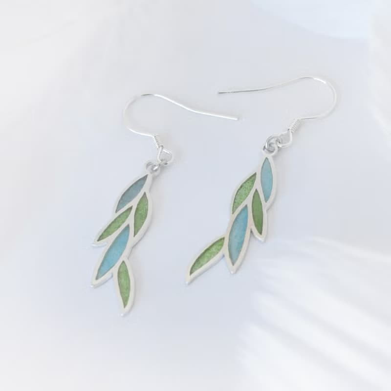 柳色新 / 925純銀空窗琺瑯耳飾-給她的禮物