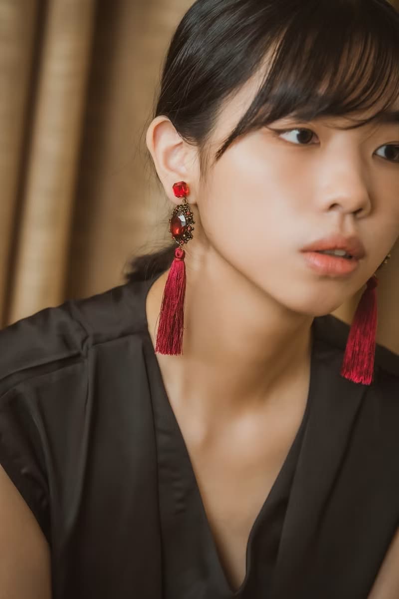 米蘭伸展台 老件紅水晶寶石流蘇耳環