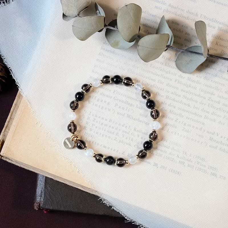 茶晶 黑曜石 月光石 手鍊 礦石水晶