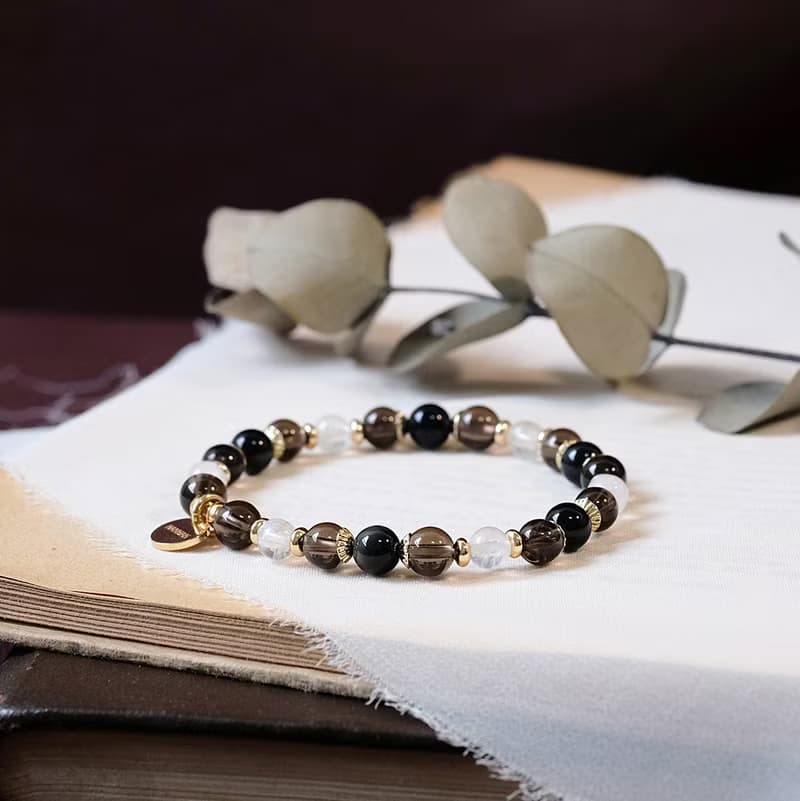 茶晶 黑曜石 月光石 手鍊 礦石水晶