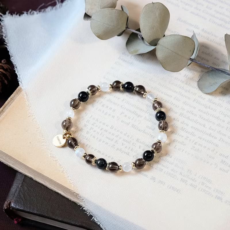 茶晶 黑曜石 月光石 手鍊 礦石水晶