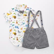 //生日派對.花童禮服//Louis系列動物園包屁衣黑格短褲組