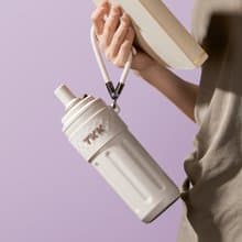 【TKK】律動吸管杯 316不鏽鋼x陶瓷噴塗 保溫運動水壺500ML沙丘咖