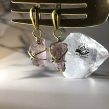 Super Seven 原礦黃銅耳夾 超七 超級七 水晶耳環 手作飾品